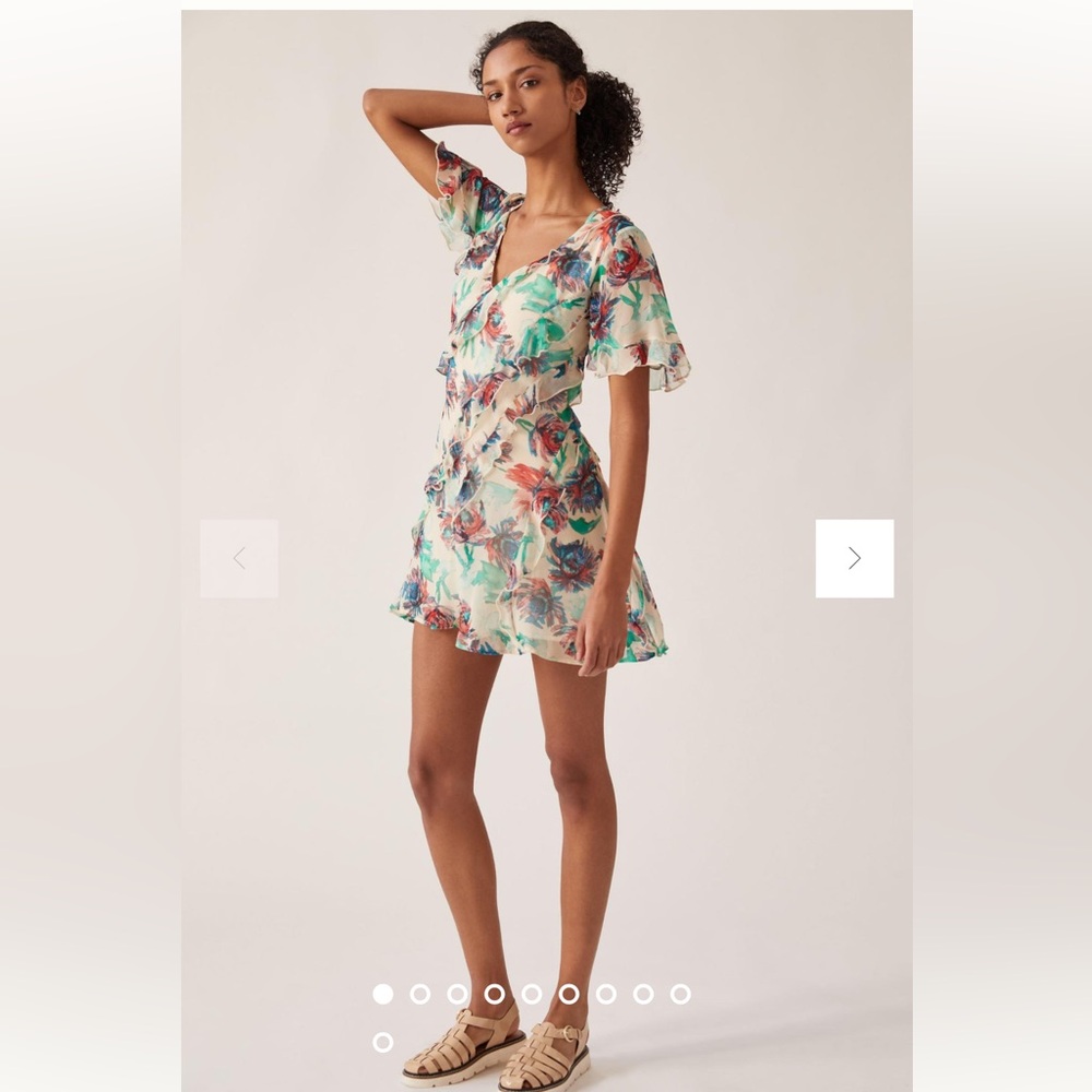 Anthropologie Flutter Sleeve Print Mini Dress Size Large
